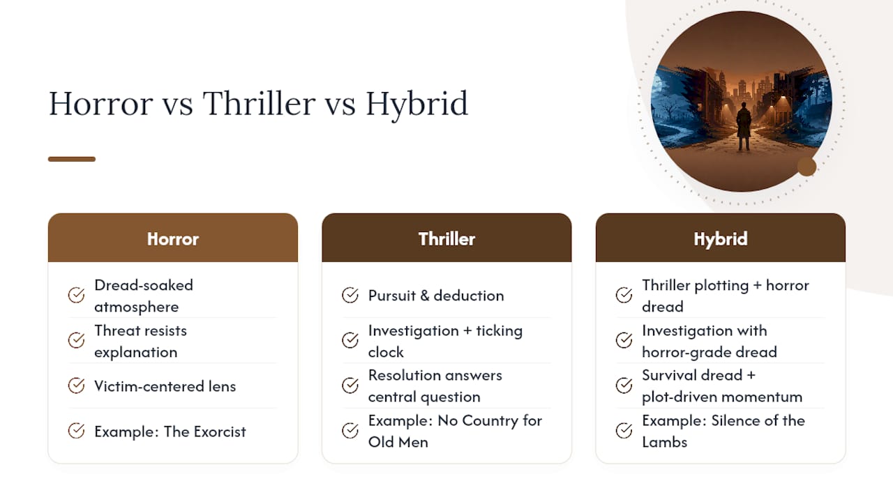 Comparison of horror thriller and hybrid traits