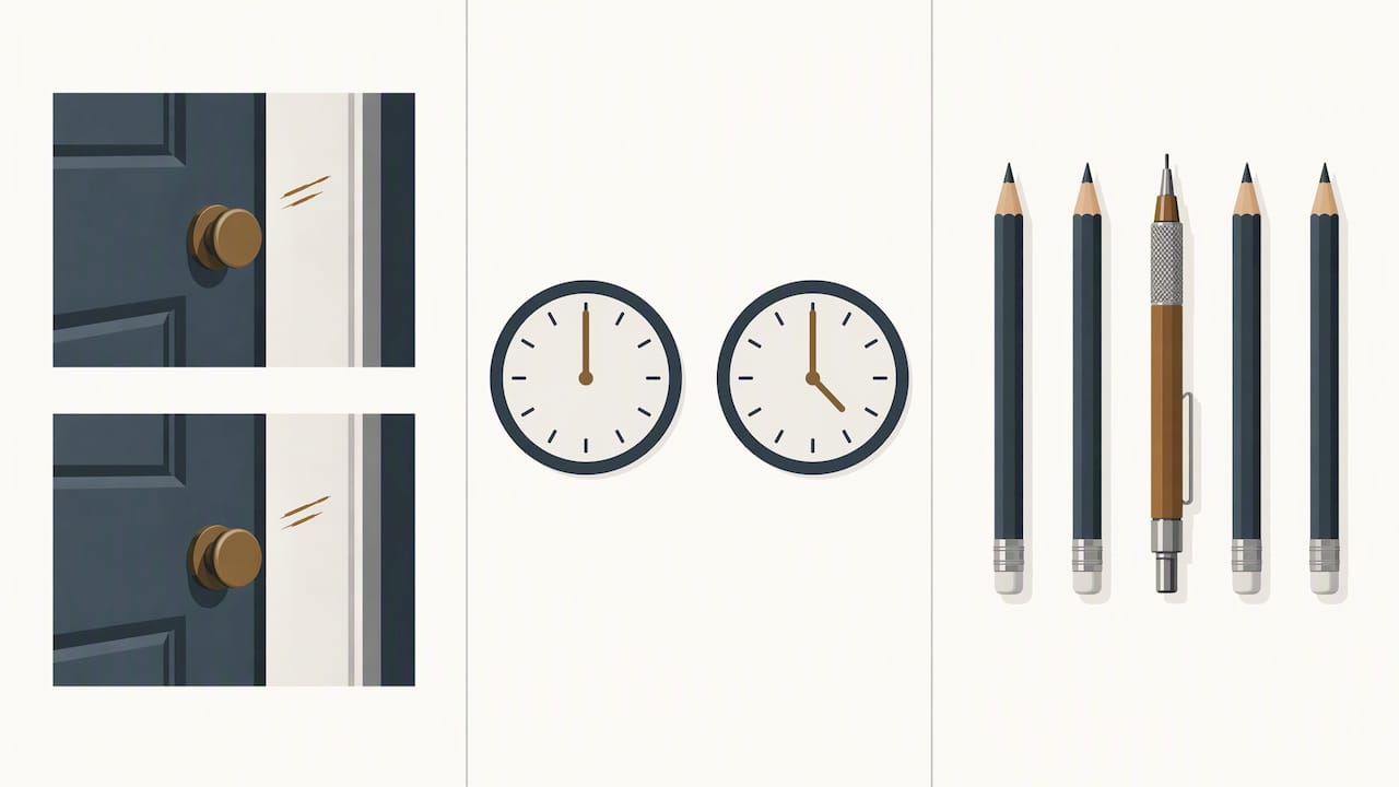 Repeated details, timing, and a precise object